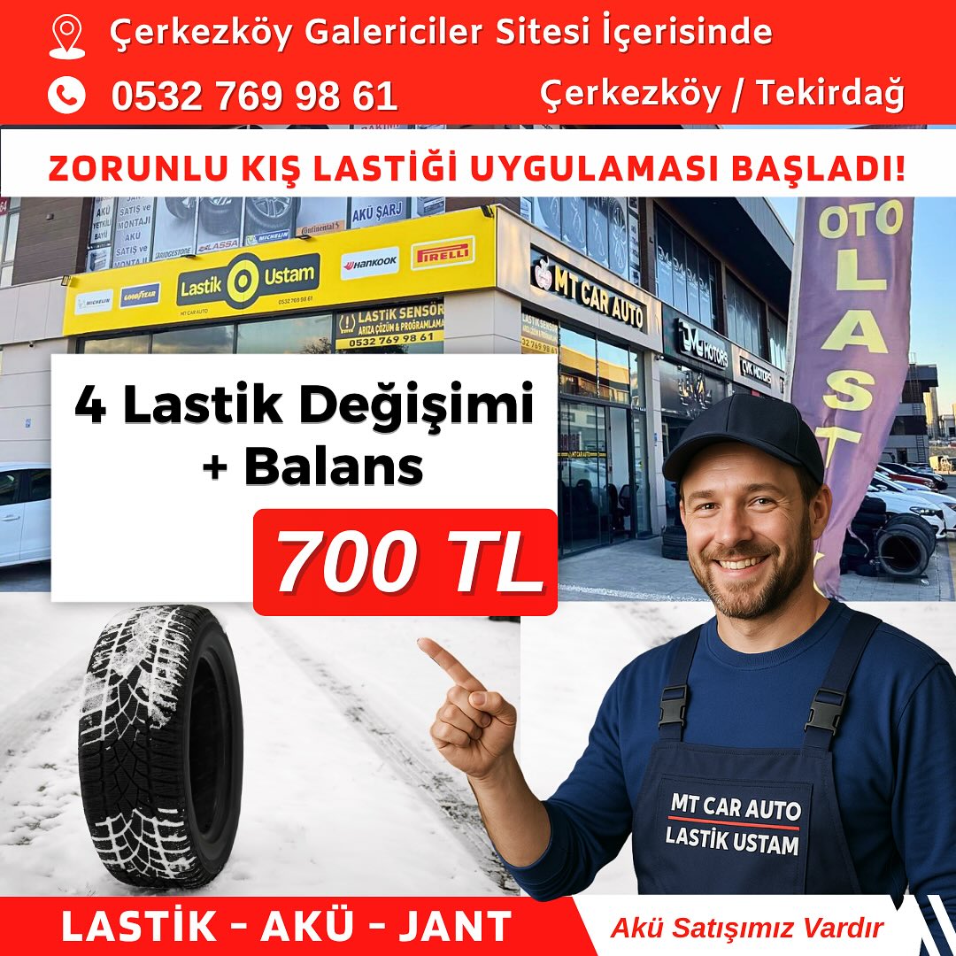 4 Lastik Değişimi + Balans 700 TL