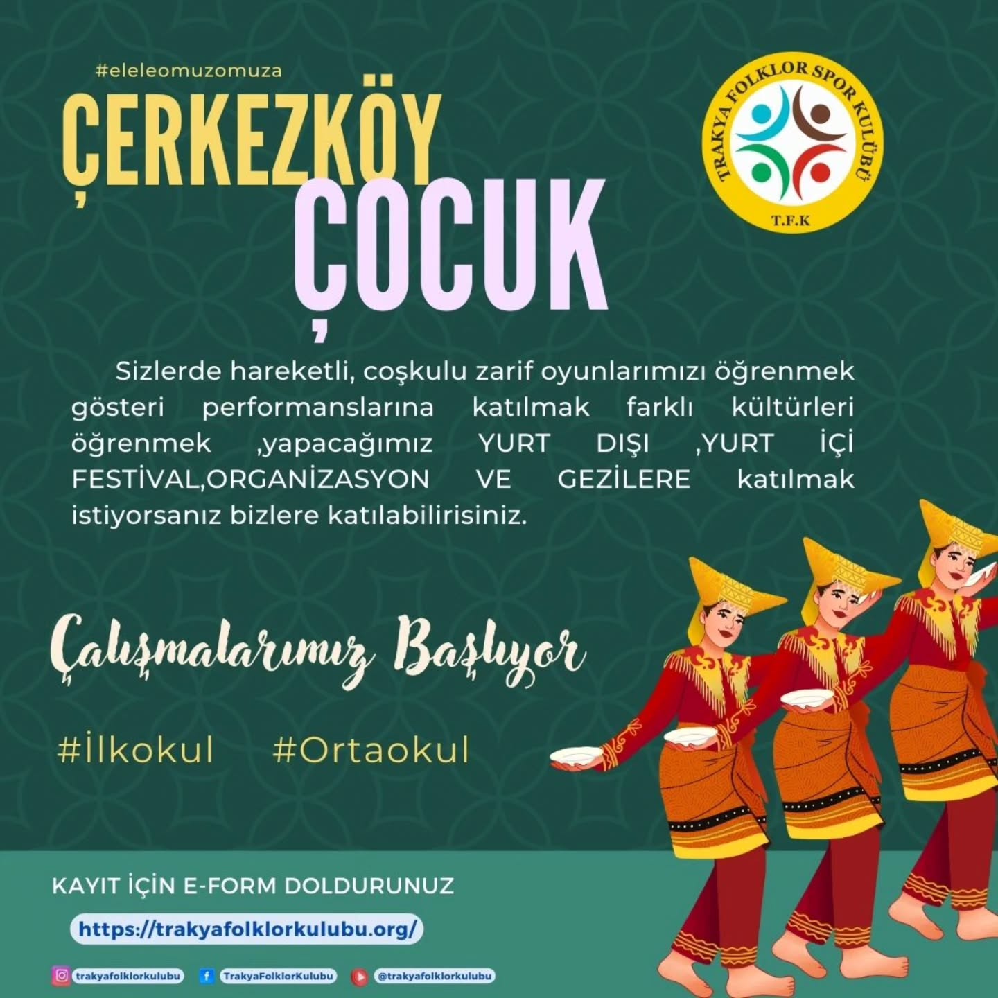 Çerkezköy’de Çocuk Halkoyunları Çalışmaları Başlıyor! Çerkezköy’de Çocuk Halkoyunları Çalışmaları Başlıyor!